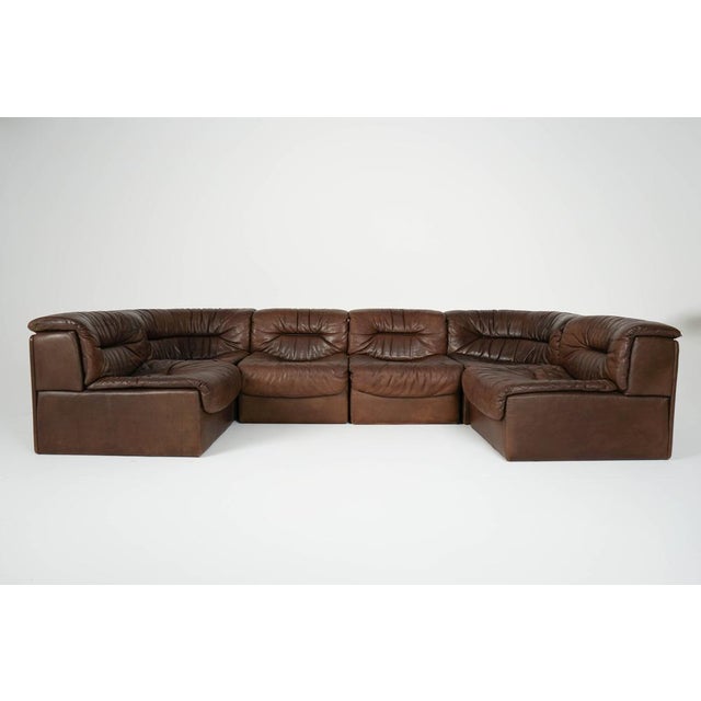1970s Vintage Modular DS 11 Leather Sofa from de Sede, 1970s, Set of 7 For Sale - Image 5 of 18