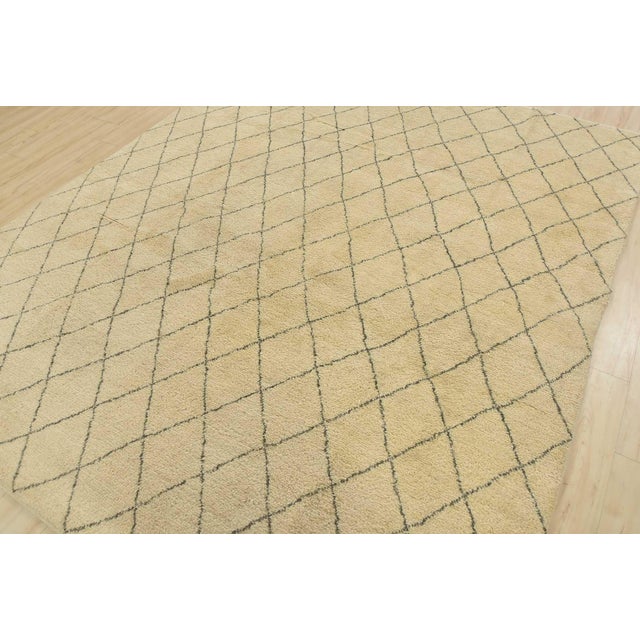 Contemporary Moroccan Rug 7’11” X 9’10” Ivory Wool Contemporary Hand-Knotted Carpet For Sale - Image 3 of 15