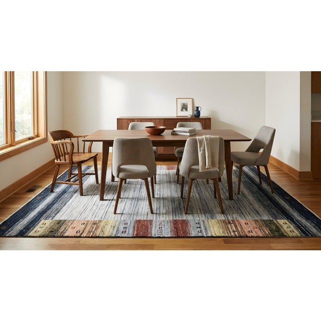 8x10 Gray Hand-Knotted Wool Framed Horizon Lines Modernist Carpet Rug For Sale - Image 9 of 13