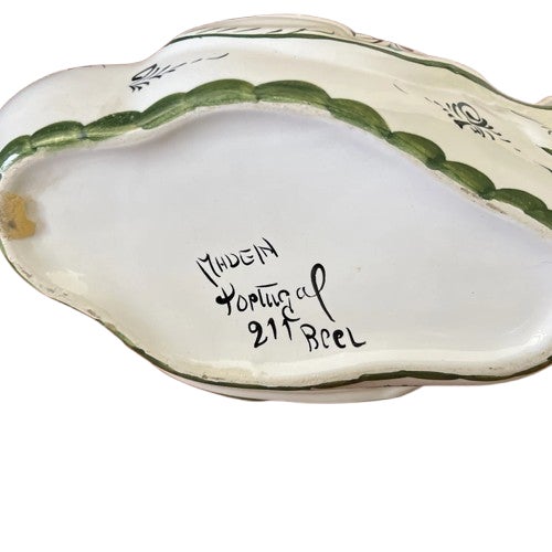 1990s Vintage Hand Painted Ceramic Swan 11" Tall Frog Vase Made in Portugal For Sale - Image 5 of 6