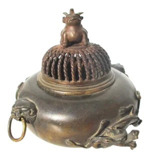 Antique Japanese Foo Dog Incense Burners.