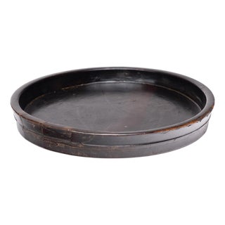 Antique Chinese Black Lacquer Eclipse Tray For Sale