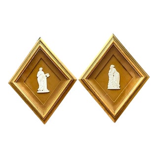 Vintage Gilt Framed Porcelain Reliefs - Set of Two For Sale