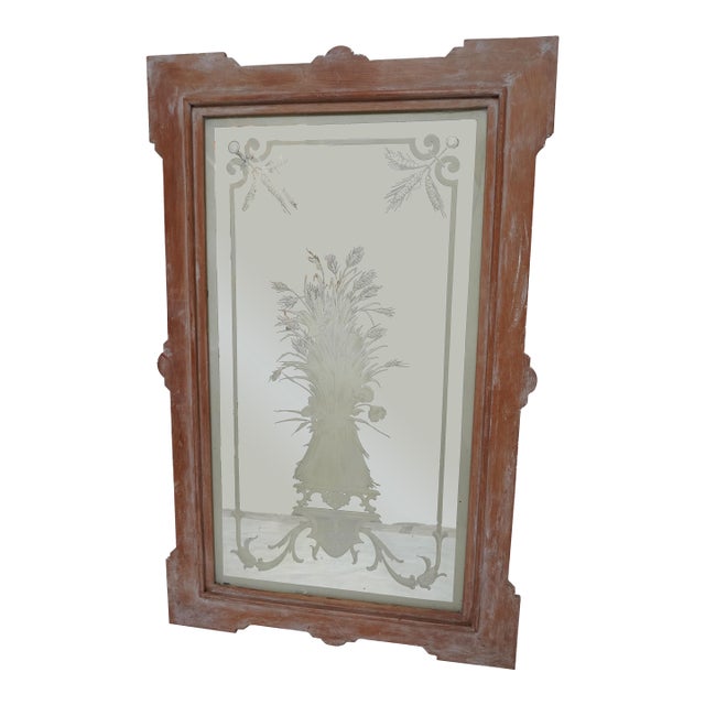 19th Century French Etched Glass Mirror For Sale