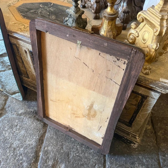Two 1940s Gio Ponti Style Art Deco Brass and Wood Biscuit Shaped Wall Mirrors For Sale - Image 6 of 13