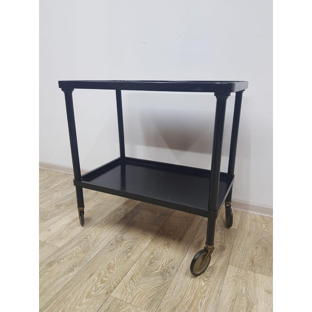 Antique, lacquered, black bar. The bar is in original, good condition. The piece of furniture will decorate any interior....