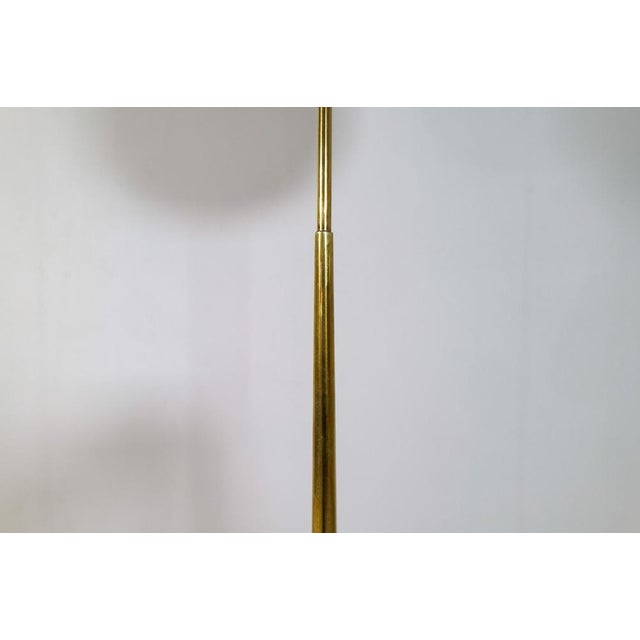 White Mid-Century Asea Brass Floor Lamp with Round Cotton Shade, Sweden, 1960s For Sale - Image 8 of 16
