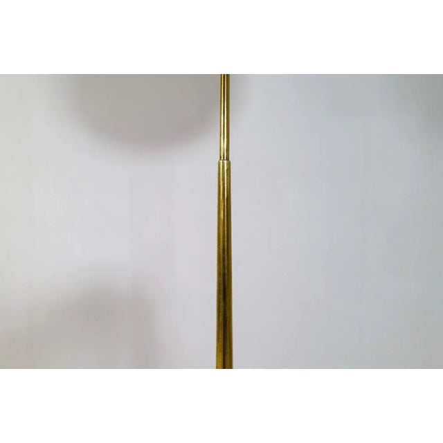 White Mid-Century Brass Floor Lamp with Round Cotton Shade from Asea, Sweden, 1960s For Sale - Image 8 of 16