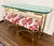 Brass & Glass Console With Pair of Upholstered Benches Stools 3 Pc For Sale - Image 11 of 11