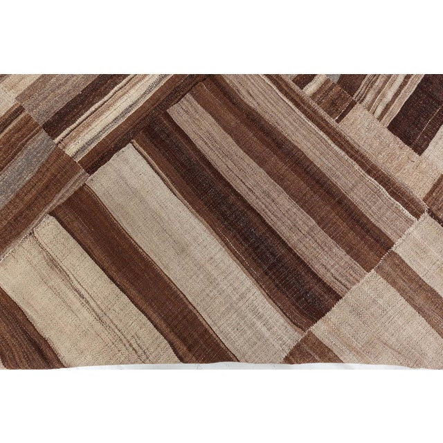 Asian Doris Leslie Blau Vintage Striped Light Beige Hand-Knotted Wool Rug For Sale - Image 3 of 11