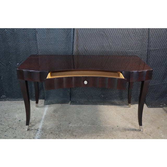 Late 20th Century Barbara Barry for Baker Italian Art Deco Style Modern Mahogany Writing Desk 54" For Sale - Image 9 of 18