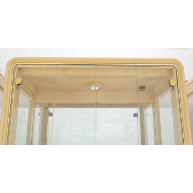 3 Blond Wood Glass Door Curio Cases Display Vitrine Cabinet Glass Shelves MINT! For Sale - Image 9 of 14