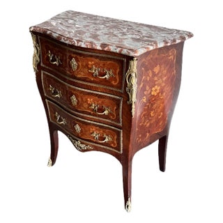 Louis XV Floral Marquetry Inlaid Petite Commode For Sale