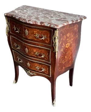 Louis XV Floral Marquetry Inlaid Petite Commode