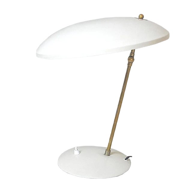 Mid-Century Italian Aluminum and Brass Table Lamp, 1950s For Sale