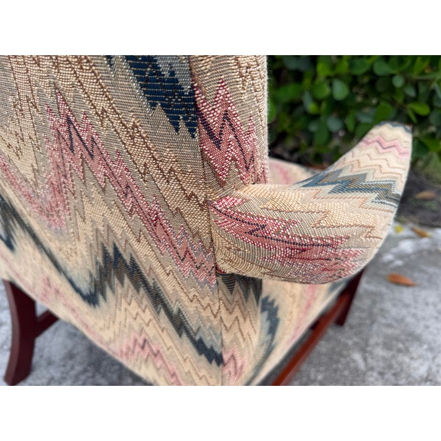Vintage American Flamestitch Lounge Chair With Nailhead Trim For Sale - Image 10 of 12