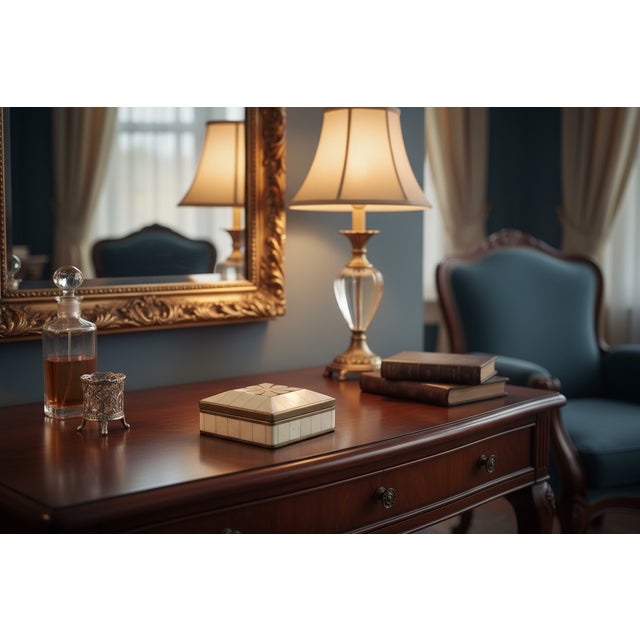 Vintage Handcrafted Bone Inlay and Brass Trim Trinket Box For Sale - Image 10 of 10