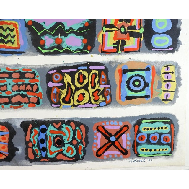 Icons Abstract Expressionist acrylic painting on heavy paper, heavy paint application in spots by Jerry Adams (20th - 21st...