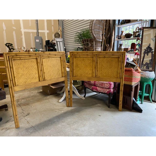 1970s Boho Chic Bamboo Twin Headboards a Pair Chairish