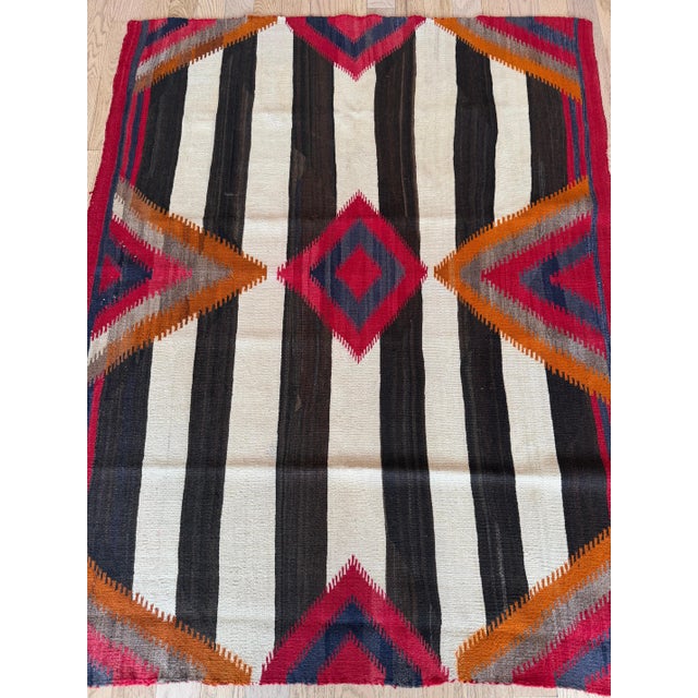 Third Phase Navajo Chiefs Blanket C. 1890 Handmade Native America Textile Square For Sale - Image 9 of 18