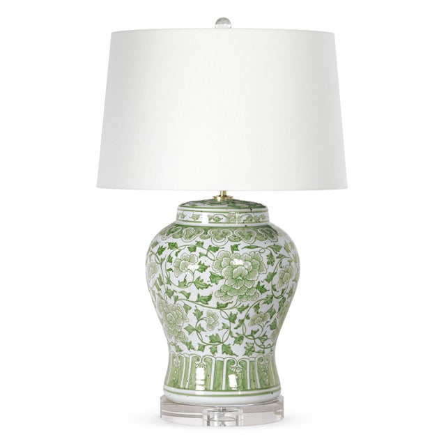 Chinoiserie Regina Andrew Briar Chinoiserie Floral Ceramic Table Lamp, Green For Sale - Image 3 of 3