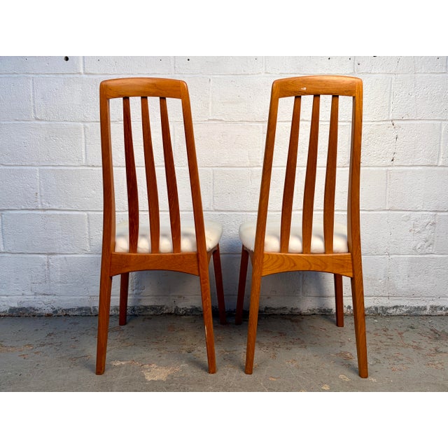 Mid 20th Century Pair of Danish Modern Solid Teak Tall Back Dining Chairs For Sale - Image 4 of 13