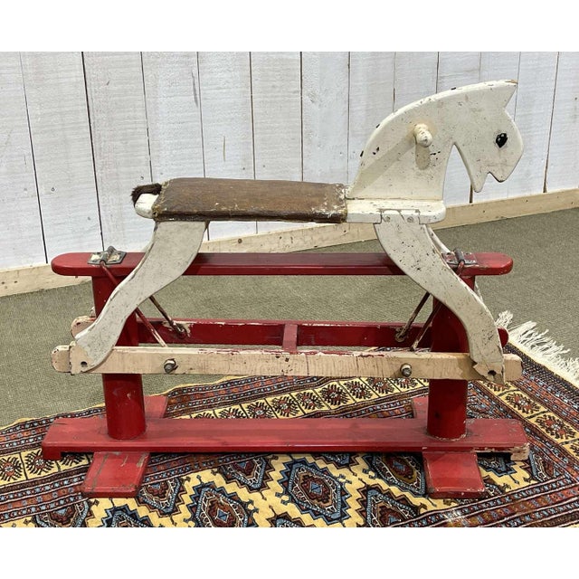 English Wooden Rocking Horse, 1950s For Sale - Image 4 of 9