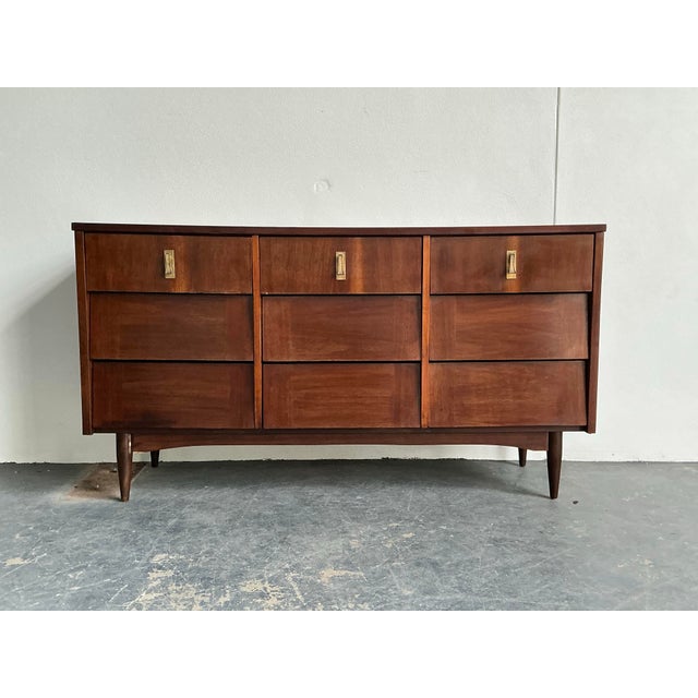 Brown Vintage Midcentury Louvered Dresser For Sale - Image 8 of 12