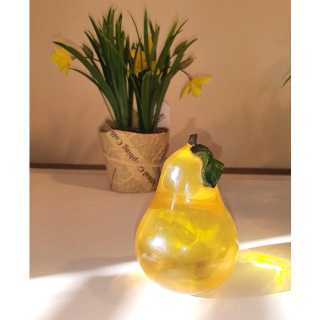 Vintage Mid Century Lucite Yellow Pear Fruit For Sale - Image 4 of 9