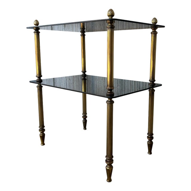Early 20th Hollywood Regency Bronze Cocktail Table with Smoked Glass For Sale