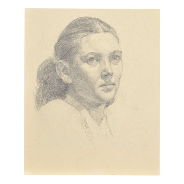 Albert Goltjakov, Portrait of a Woman, 1960s, Pencil on Paper For Sale