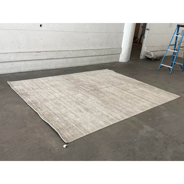9ft X 12ft Modern Flatweave Textured Wool Area Rug For Sale In San Francisco - Image 6 of 12