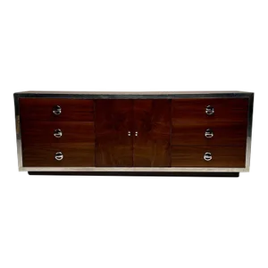 Mid-Century Modern Dresser / Sideboard by Milo Baughman, Chrome, Walnut