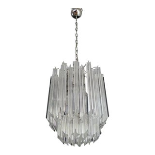 Quadriedri Murano Chandelier – 47 Trasparent Prisms For Sale