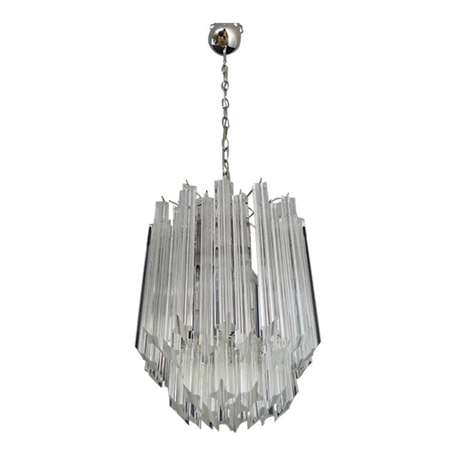 Quadriedri Murano Chandelier – 47 Trasparent Prisms For Sale