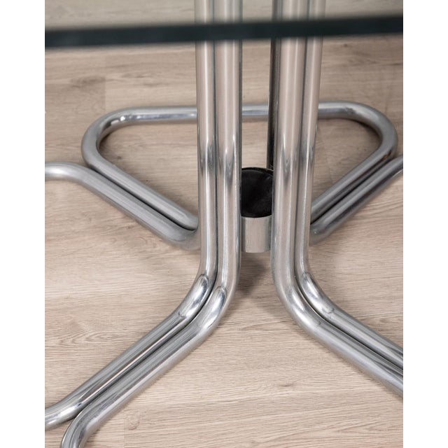 Vintage Square Table in Chrome Metal and Glass, 1970s For Sale - Image 6 of 9