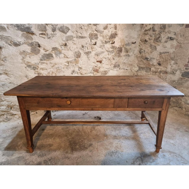 Antique 19th Century Rustic French Oak Farmhouse Table For Sale - Image 4 of 18