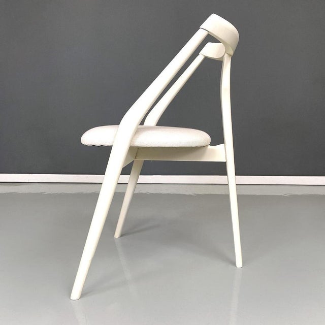 Mid-Century Italian Modern White Wood and Fabric Chairs, 1960s, Set of 6 For Sale - Image 4 of 14