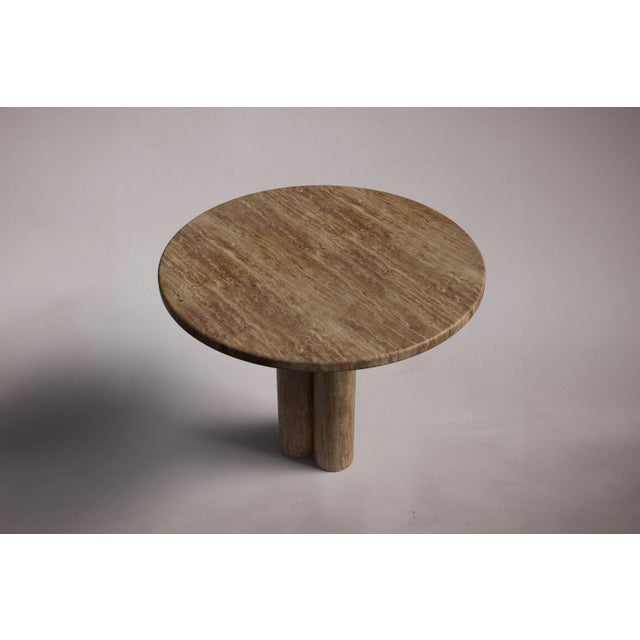 Zade Noche Travertine Marble Round Dining Table 40" For Sale - Image 4 of 5