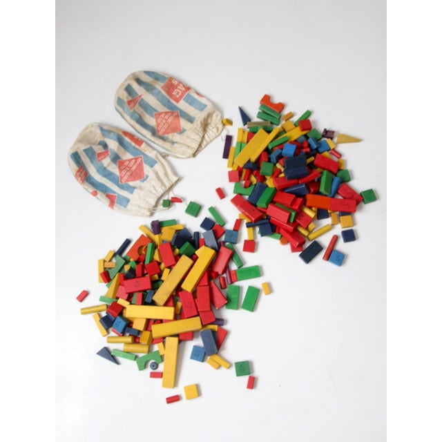 Blue 1970s Sears Little Learners Mailbag of Blocks Wooden Block Sets For Sale - Image 8 of 18