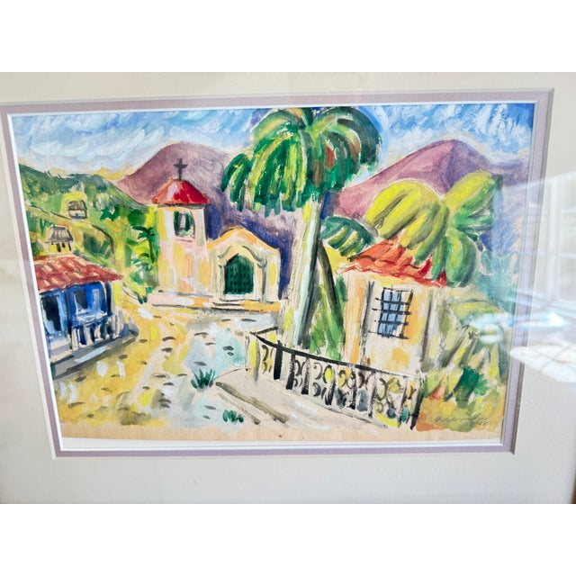 Signed by Guillermo Acevedo, C1948 Framed With Matting,. Pristine Early Peruvian Painting For Sale - Image 4 of 8