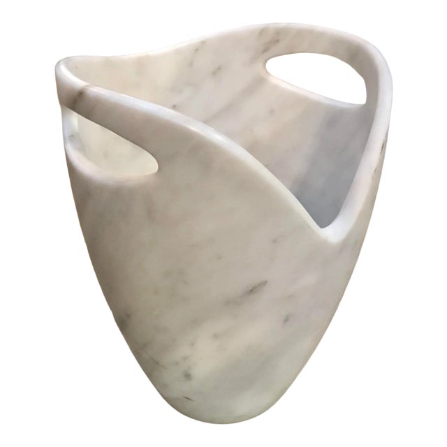 Sculptural Ice Bucket in Carrara Marble For Sale