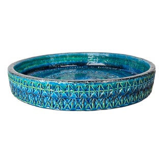 Large Mid-Century Modern Rimini Blu Pottery Bowl by Aldo Londi for Bitossi, Italy, 1960s For Sale