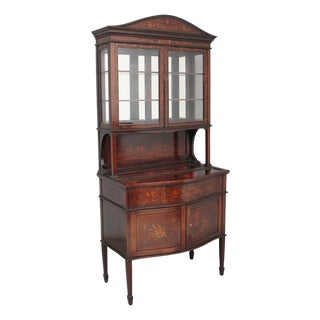 19th Century Mahogany and Inlaid Display Cabinet, 1880s For Sale