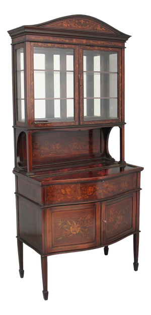 19th Century Mahogany and Inlaid Display Cabinet, 1880s