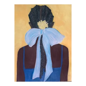 “Lady With the Bow” Original Folk Art Portrait Painting