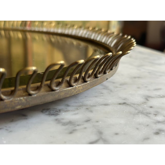 Svenskt Tenn Vintage Brass Mirror with Ball Feet by Josef Frank for Svenskt Tenn, 1950s For Sale - Image 4 of 17