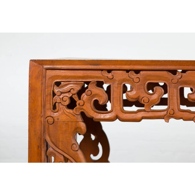 Indonesian Vintage Altar Console Table with Cloudy-Carved Apron and Spandrels For Sale - Image 10 of 13