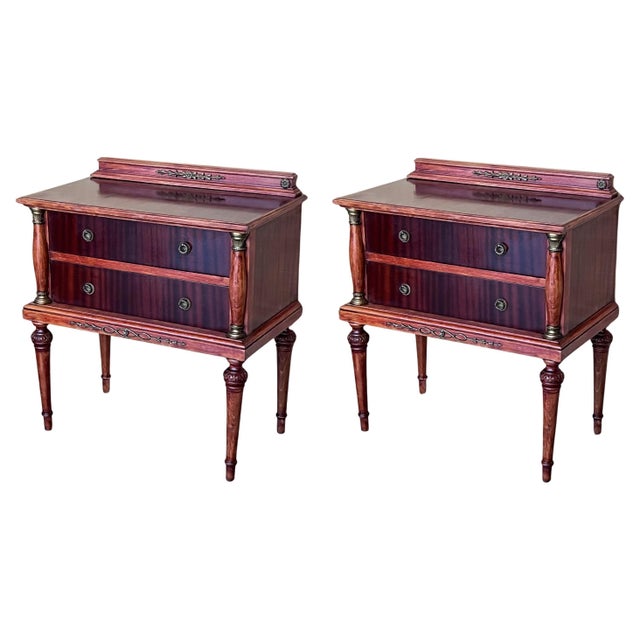 20th Century Pair of French Raspberry Red Wooden Two drawers Nightstands For Sale - Image 10 of 18