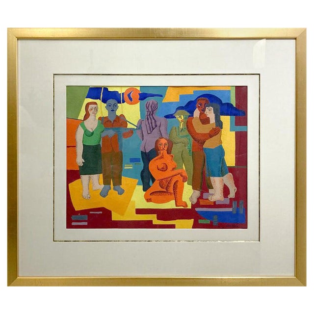 Leclère, Mid-Century Modern, 1960s, Watercolor For Sale